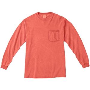 imageComfort color Mens C4410 Heavyweight Long Sleeve Pocket TShirtBright Salmon