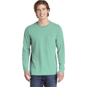 imageComfort color Mens C4410 Heavyweight Long Sleeve Pocket TShirtChalky Mint