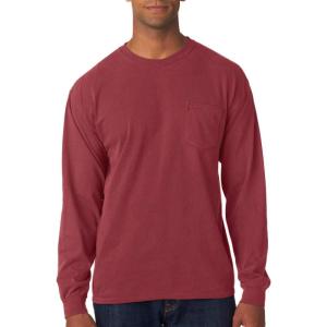 imageComfort color Mens C4410 Heavyweight Long Sleeve Pocket TShirtCrimson