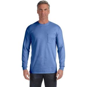 imageComfort color Mens C4410 Heavyweight Long Sleeve Pocket TShirtFlo Blue