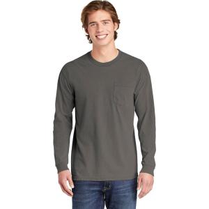 imageComfort color Mens C4410 Heavyweight Long Sleeve Pocket TShirtGrey