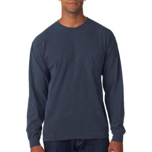 imageComfort color Mens C4410 Heavyweight Long Sleeve Pocket TShirtLarge blue Jean Pgmdye