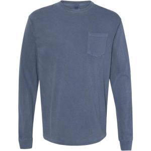 imageComfort color Mens C4410 Heavyweight Long Sleeve Pocket TShirtMedium denim