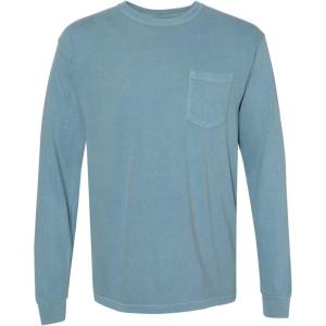 imageComfort color Mens C4410 Heavyweight Long Sleeve Pocket TShirtMedium ice Blue