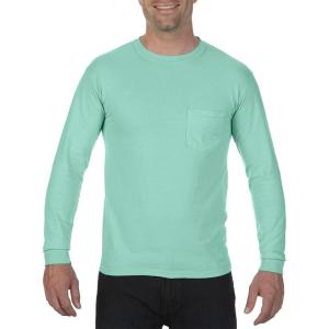 imageComfort color Mens C4410 Heavyweight Long Sleeve Pocket TShirtNeon Red Orange