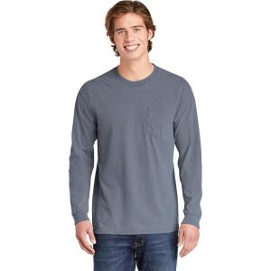 imageComfort color Mens C4410 Heavyweight Long Sleeve Pocket TShirtSmall blue Jean