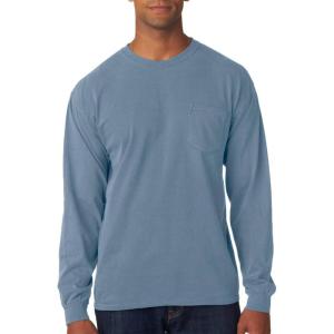 imageComfort color Mens C4410 Heavyweight Long Sleeve Pocket TShirtSmall ice Blue