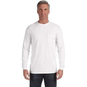 imageComfort color Mens C4410 Heavyweight Long Sleeve Pocket TShirtSmall white