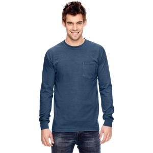 imageComfort color Mens C4410 Heavyweight Long Sleeve Pocket TShirtTrue Navy