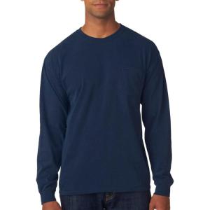 imageComfort color Mens C4410 Heavyweight Long Sleeve Pocket TShirtTrue Navy Dirdye