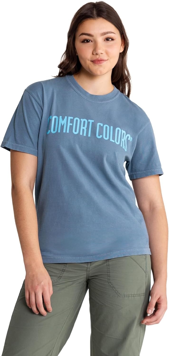 image:imageComfort Colors Adult Heavyweight Short Sleeve Tee Style G1717G1745 MultipackBlue Jean  Fiji Blue Logo Center Print