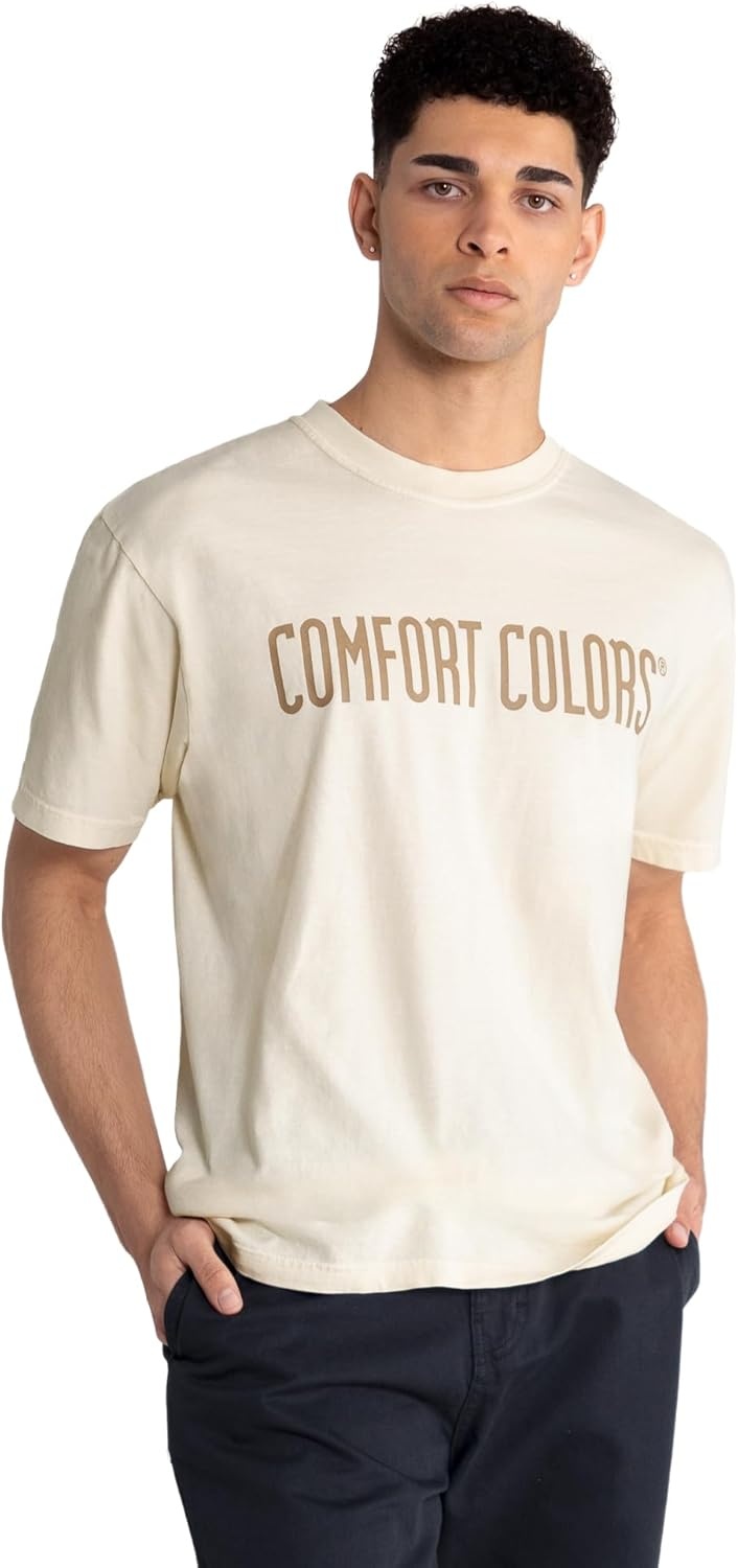 image:imageComfort Colors Adult Heavyweight Short Sleeve Tee Style G1717G1745 MultipackIvory  Khaki Logo Center Print