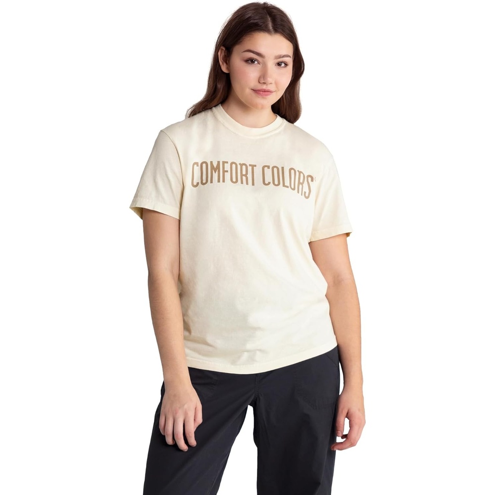 image:imageComfort Colors Adult Heavyweight Short Sleeve Tee Style G1717G1745 MultipackIvory  Khaki Logo Center Print